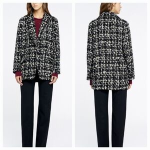 IRO KAILIS Tweed Chunky Black White Jacket  Coat 34 XS